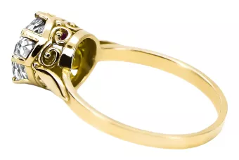 خاتم زركونيا 14 كارت من الذهب الأصفر أسلوب فينتاج vrc366y